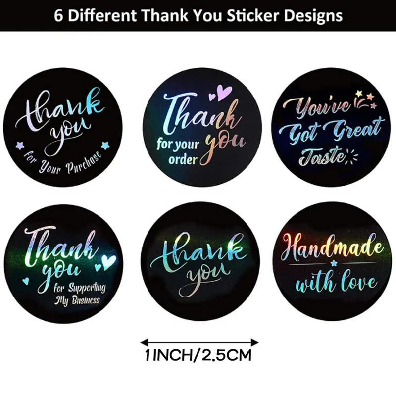 

Laser Stickers THANK YOU Seal Labels Decor DIY Scrapbook Envelope Sealing Package Stationery Child Reward Stickers 500pcs /roll