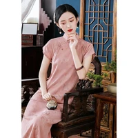 2022 elegant lace floral cheongsam vintage mandarin collar qipao mermaid evening dress chinese dress elegant lady party dress