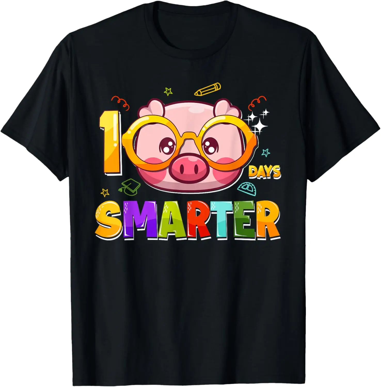 Детская футболка для учителей 100 дней Smarter Pig Happy 100th Day Of School