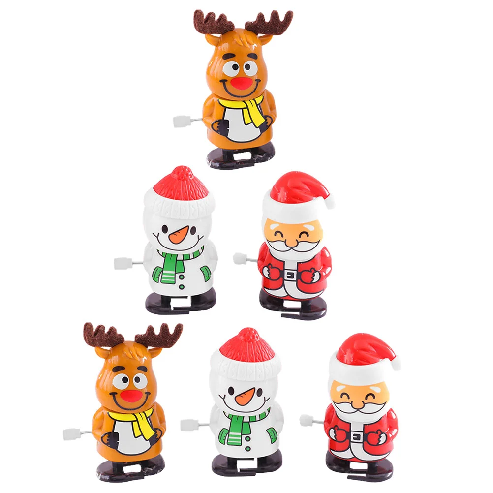 

Christmas Toywind Toys Clockwork Walking Santa Snowman Kids Filler Forgift Children Stuffers Stockingreindeer Jumping Decoration
