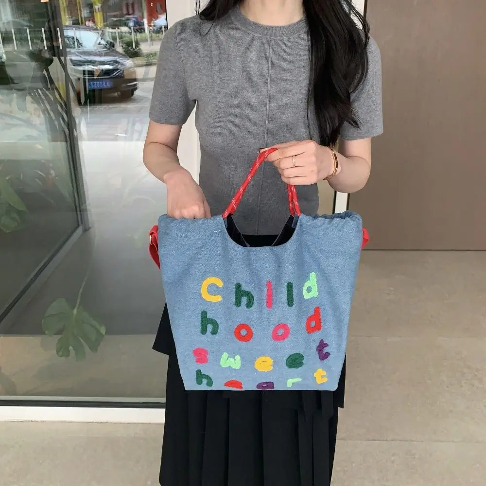 Повседневная сумка из джинсовой ткани с вышивкой букв нейлоновая женская