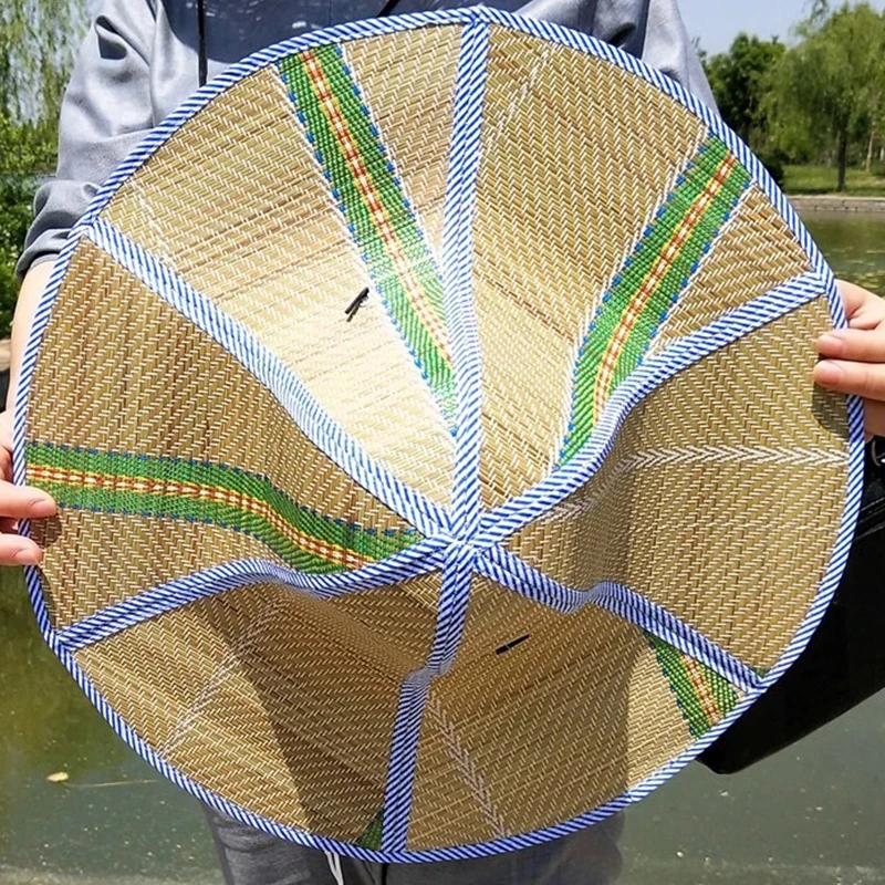 

Summer Wide Brim Fishing Mens Straw Hat Farmer Hats Folding Antiultraviolet Garden Outdoor Fishing Rattan Sunshade Hat
