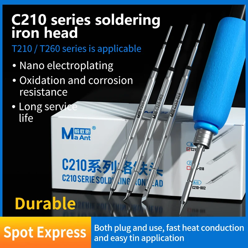 

MaAnt C210 Soldering Iron Tips fast heating C210-I/IS/K head for SMD welding For JBC/I2C/Jabe/SUGON Solder Station Welding Tip