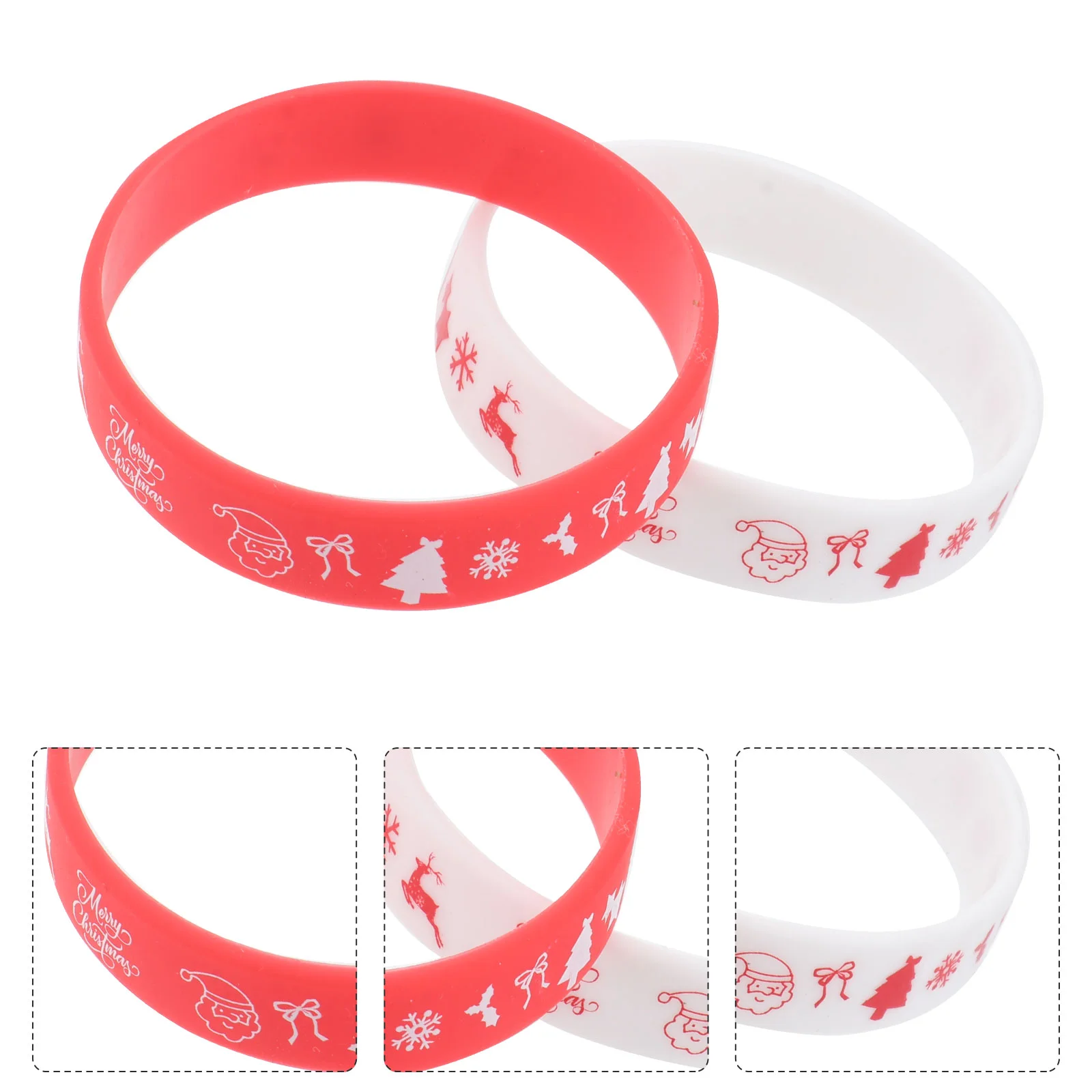 

10Pcs Decorative Christmas Silicone Wristbands Party Silicone Bracelets Gifts