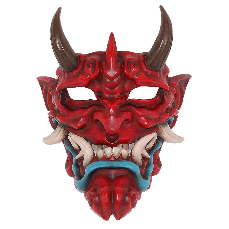 

Resin Red Prajna Mask for Halloween Party Japanese Full Face Funny Scary Ghost God Wizard Masks Ghost Festival Cosplay Prop