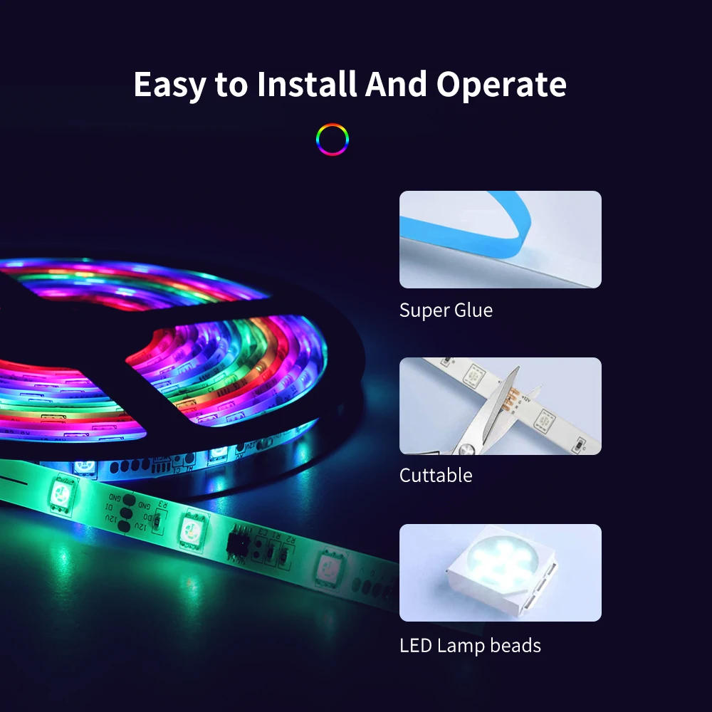 5M 10M 20M Tuya wifi Bluetooth LED Strip Lights RGB 5050 SMD Flexible Ribbon TV Backlight Belt Computer Display Decorative Light | Освещение