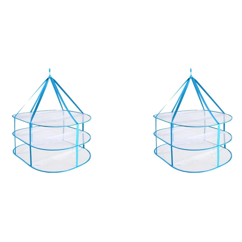 

2X 3-ярусная портативная сетчатая подвесная сушилка для одежды, складная подвесная стойка для стирки