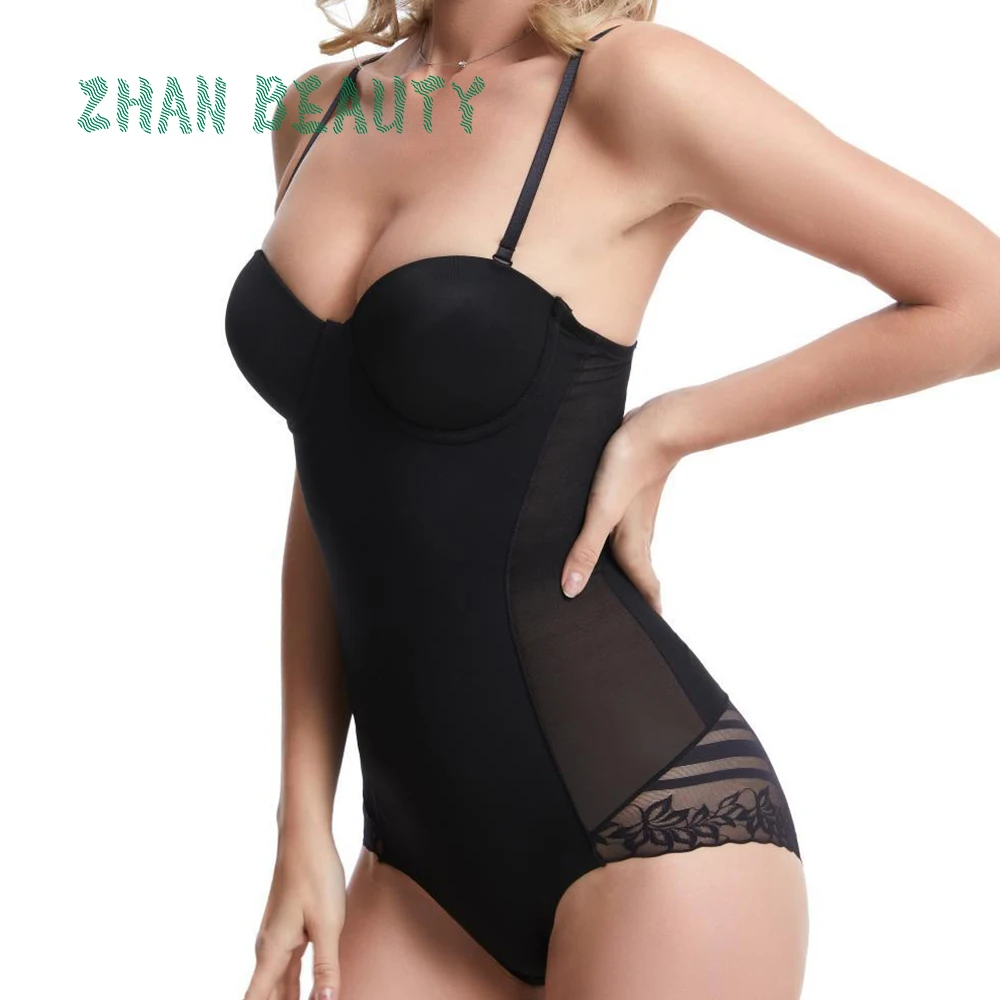 

ZHAN BEAUTY 2717 Sculpting Tummy Control Bodysuit for Women Lace Buttocks Sexy Lifting Shapewear Jumpsuit Slimming Body Shaper