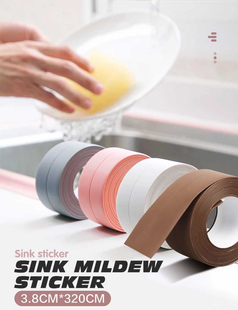 

Waterproof Sealing Tape Bathroom Kitchen Sealing Strip Shower Sink Bath Sealer PVC Self Adhesive Sealant Tape Wall Sticker