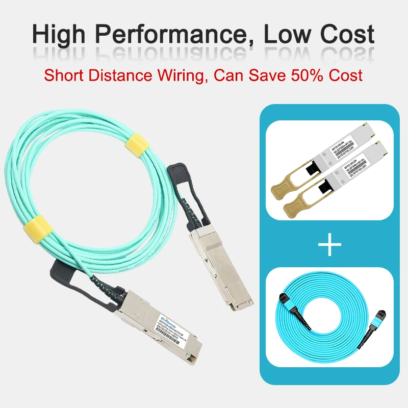 QSFP28 100G AOC Cable OM4/3 Fiber Optic Cable MPO QSFP28 Switch Module 1m~100m 100G QSFP28 Active Optical Cable Customer Length
