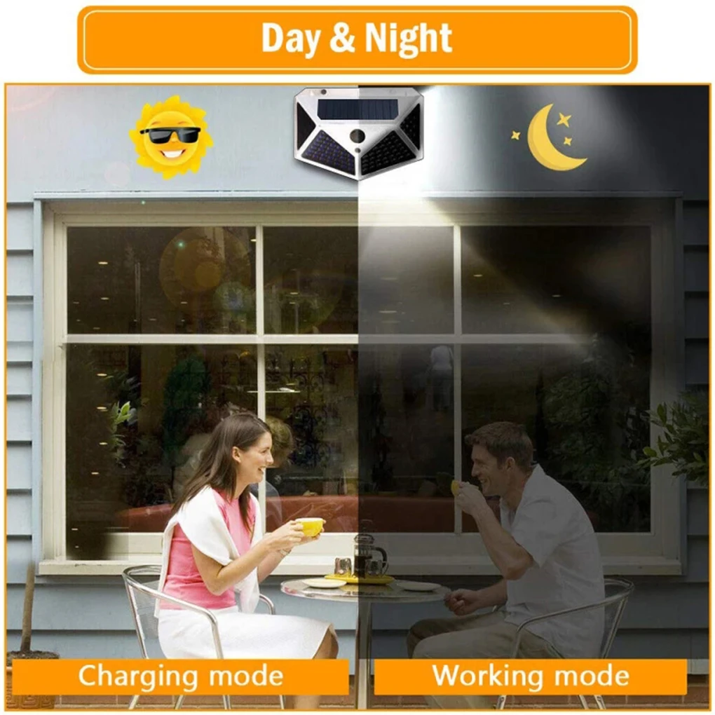 

4pcs 100LED Solar Light Outdoor Wall Solar Lamp Powered 4-Side PIR Sensor Motion Induction 1-2pcs Waterproof Sunlight Spotlights