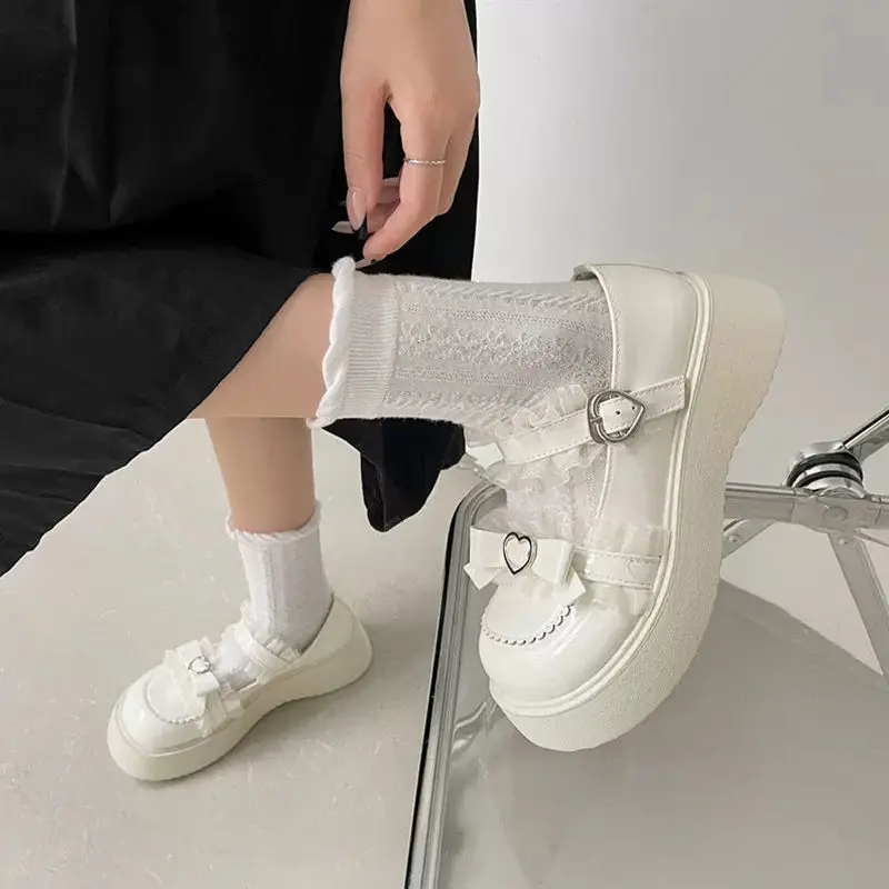 Sweet bowknot small leather shoes Spring 2023 new versatile shallow single shoes