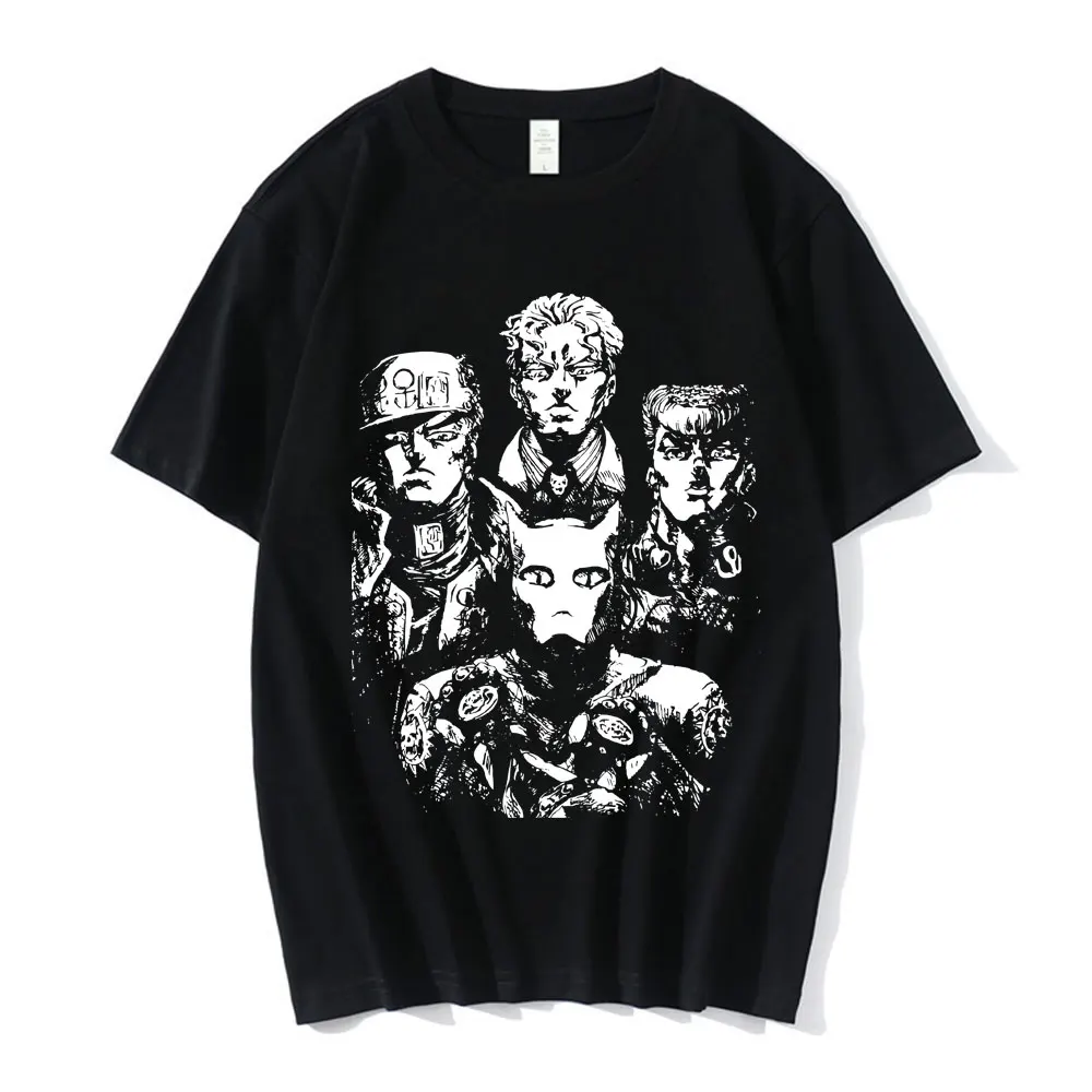 

Japanese Anime Jojo Bizarre Adventure T Shirt Jotaro Star Platinum Print Men's Short Sleeve T Shirts Cotton T-shirt Streetwear