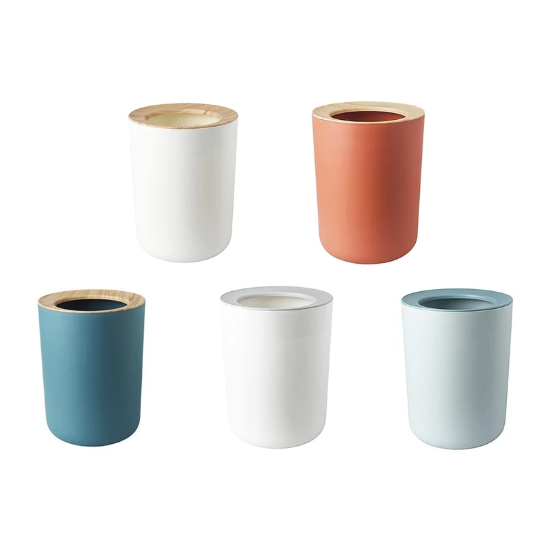 

Маленькая круглая пластиковая мусорная корзина 12 л с нажимным кольцом для ванной комнаты кухни дома офиса может спрятать мусорные пакеты