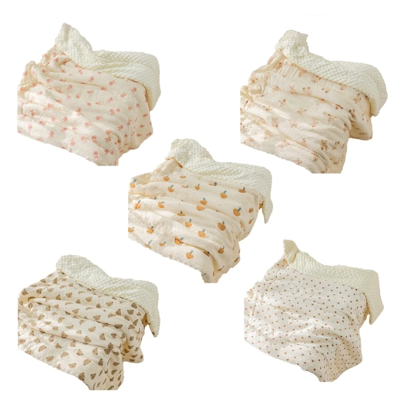

Baby Swaddle Blanket Crepe-Cotton Wrap Blanket for Infant Breathable Velvet Soothe Blanket Newborn Bedding Soft Quilt