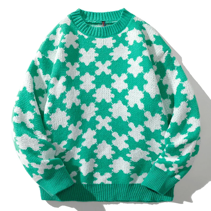 

Мужской трикотажный свитер в стиле пэчворк, с длинным рукавом