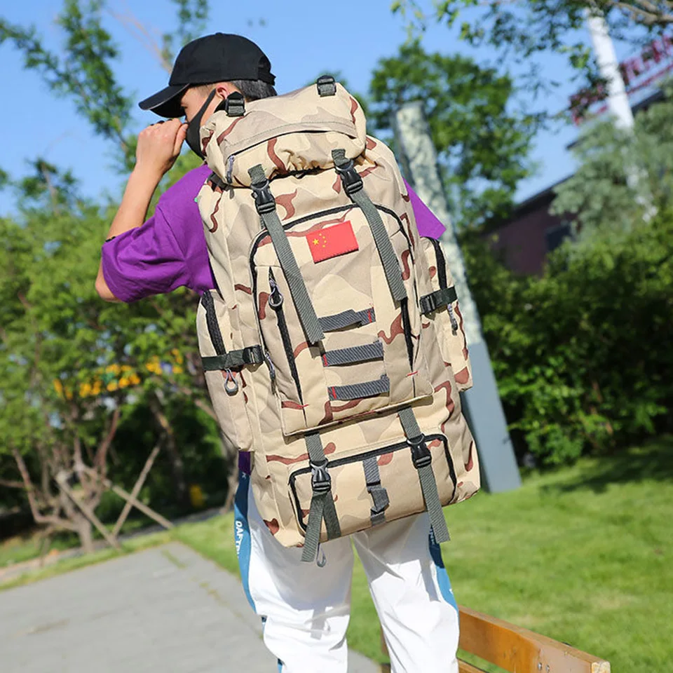 90 Liters Large Capacity Men's Travel Backpack Women's Outdoor Mountaineering Luxury Brand Trend Design Texture Backpack 182