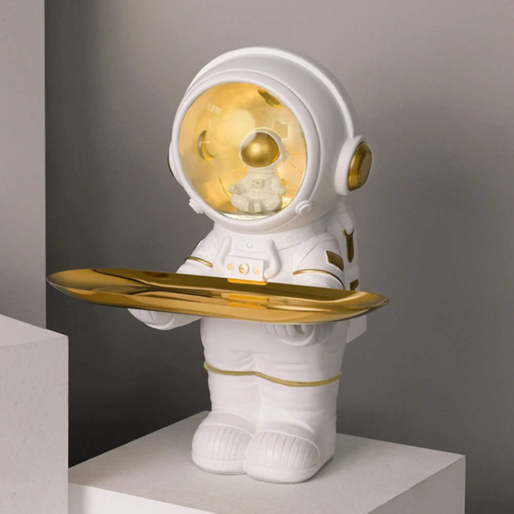 

Astronaut Figurines with Pallet Resin Table Sculpture Entrance Crafts Candy Holder Sundries Storage Organizer Office Home Decor