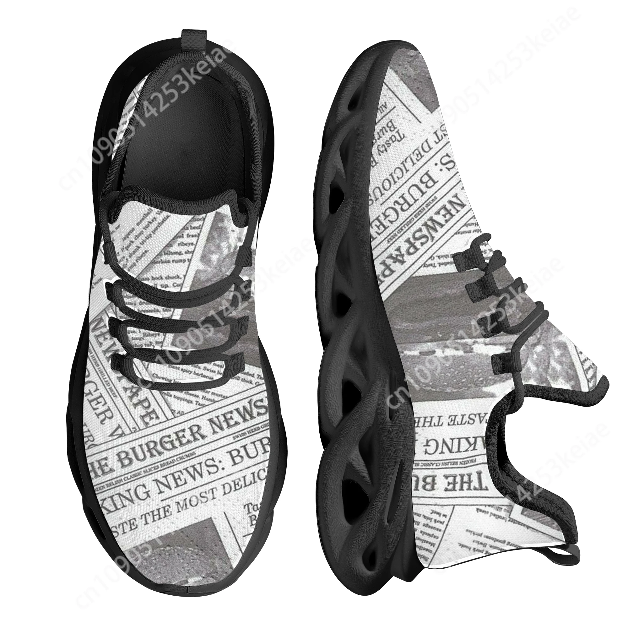 Custom Made Simple Newspaper Print Platform Blade Shoes Tennis Brand Sneakers WoMen Casual Running Footwear Zapatos
