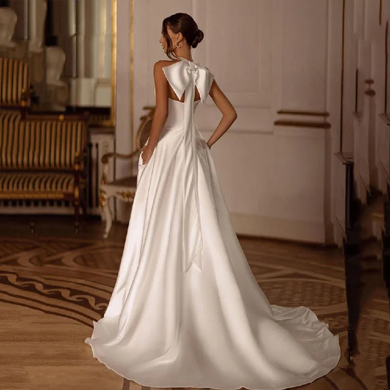 Элегантные свадебные платья русалки с лямкой на шее без рукавов и боковым