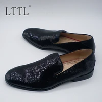 luxury fashion black glitter mens shoes high quality designer loafers handmade dress shoes designer party wedding office shoes