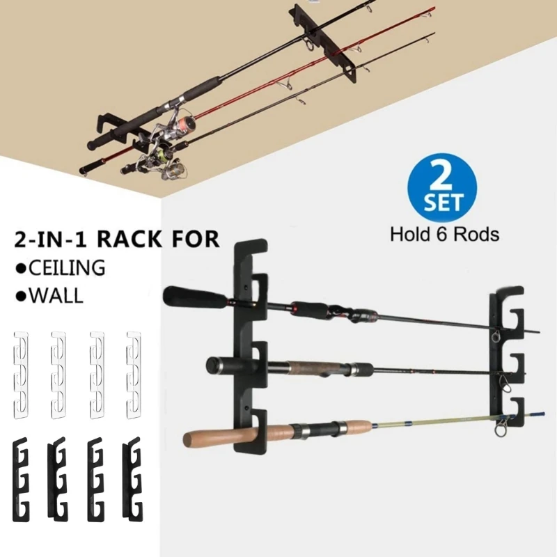 

2 Pairs Fishing Rod Holders Acrylic Wall Mounted Storage Rack For Fishing Pole Holds Rods Garage Fishing Pole Holder