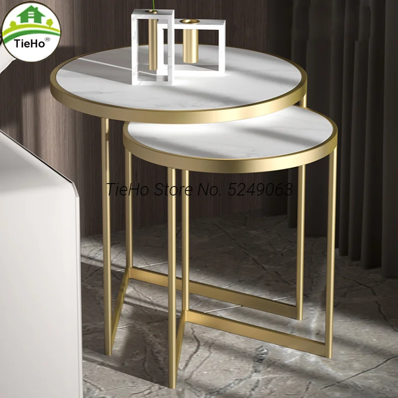 

Маленький мраморный журнальный столик в современном стиле, TieHo, круглые матрешки для гостиной, дивана, угловой столик, прикроватная тумбочк...