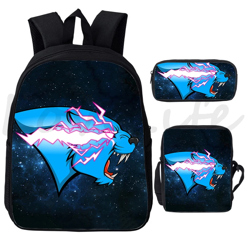 

Mr Beast Lightning Cat Children's Backpack 3 Pcs/set Bookbag Boys Girls School Bag Student Bagpack Pen Bag Shoulder Bags Mochila