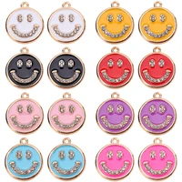 20pcs fashion design metal smiley face enamel charm smile pendant for jewelry making necklace handmade accessories wholesale