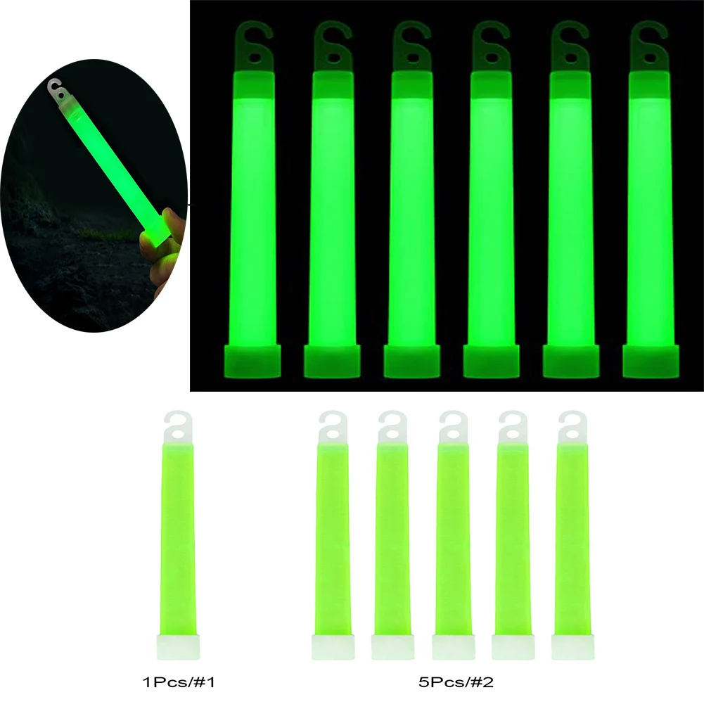 

1/5 Pcs 6inch Industrial Grade Glow Sticks Light Stick Camping Emergency Light Sticks Party Clubs Supplies- Green Chemical Fluor