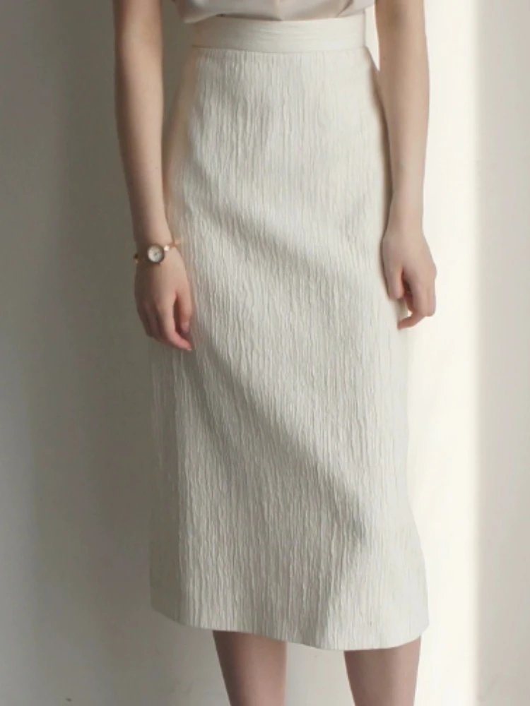 

Женская юбка-полуюбка с вертикальной текстурой, с высокой талией и разрезом сзади