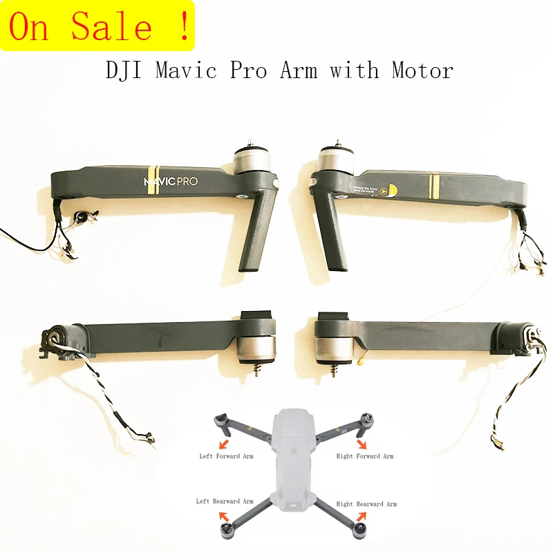 Used Original Front Back Left Right Mavic Pro Motor Arm Spare Parts for DJI Mavic Pro Arm with Motor Repair Accessories