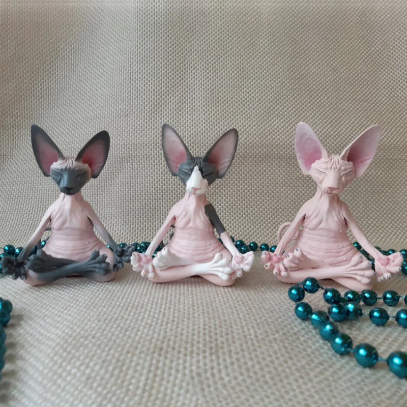 

New Hairless Cat Meditation Resin Ornaments Home Ornaments Desk Decoration