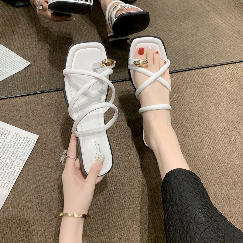 Summer Shoes for Women 2023 New Fashion Female Sandals Casual Beach Flats Outdoor Clip Toe Slides Slip on Lady Dress Flip Flops