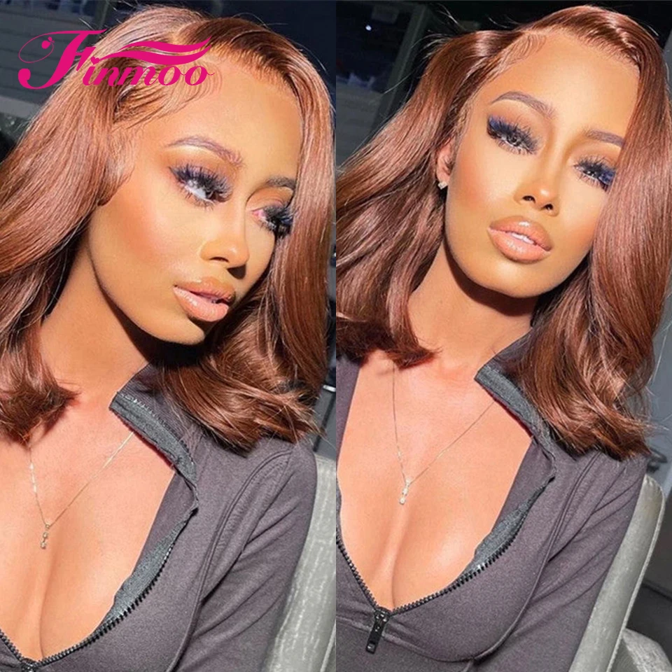Reddish Brown Lace Wigs Short Bob Wig Lace Front Human Hair Wigs For Women 13x4 Bone Straight Lace Front Wigs Brazilian Hair