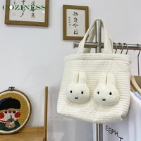 mommy handbag quilted stitching cute white rabbit small portable simple lunch bags cotton fabric washable single messengers