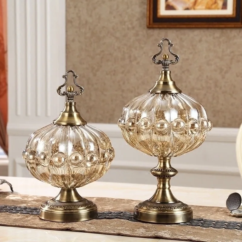 

decoration wedding Luxury soft ornaments storage tank kitchen European style living room tea table with candy jar cover