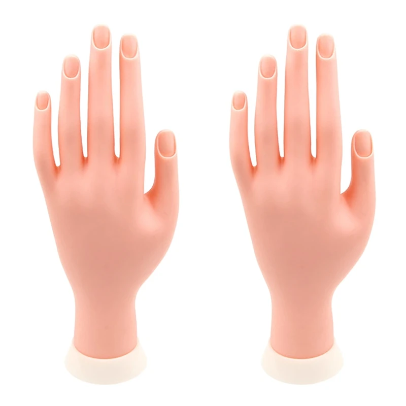 

2Pcs Pro Practice Nail Art Hand Soft Training Display Model Hands Flexible Prosthetic Personal Salon Manicure Tools