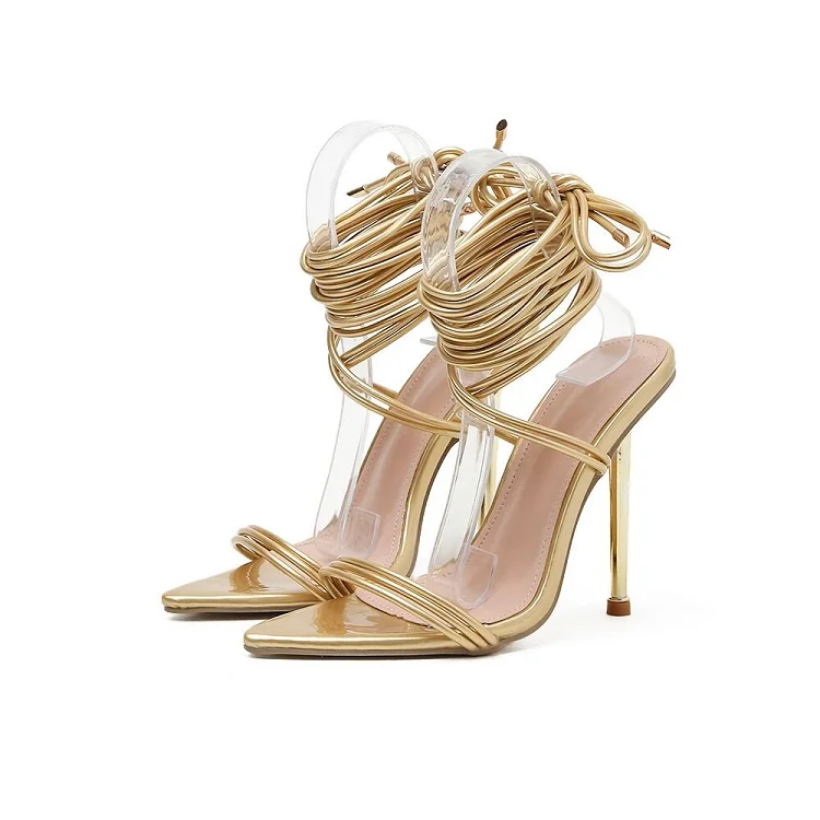 

2022 Summer Women Sandals Fashion Cross-Tied High Heels Shoes Sexy Lace Up Square Toe Party Pumps Shoes Woman Size 35-41