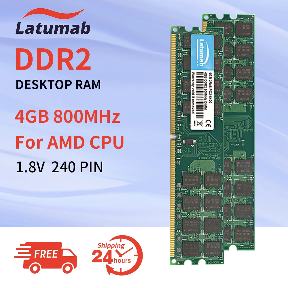Latumab оперативная память DDR2 4 Гб PC2-6400 800 МГц для процессора AMD, материнская плата, память, 240pin 1,8 в, память для ПК, модуль ОЗУ