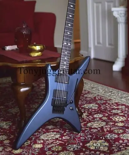 

Custom 24 Frets RICH Stealth Chuck Schuldiner Metal Blue Electric Guitar Ebony, Wrap Around Tailpiece, Single Bridge Pickup