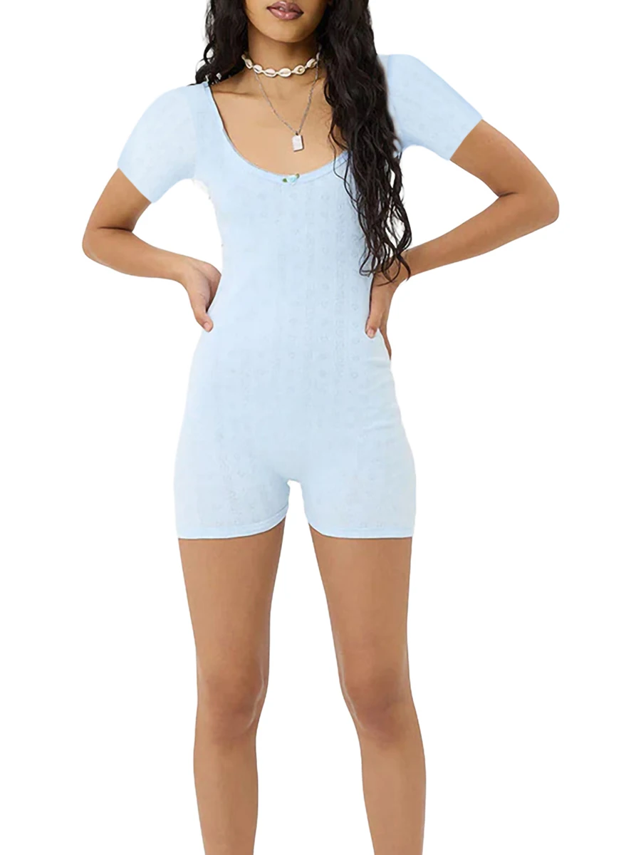 

BEAFNKSG женские шорты ребристые комбинезоны Ромпер Y2K цветочный с длинным рукавом с открытой спиной облегающий короткий ромпер с V-образным вы...