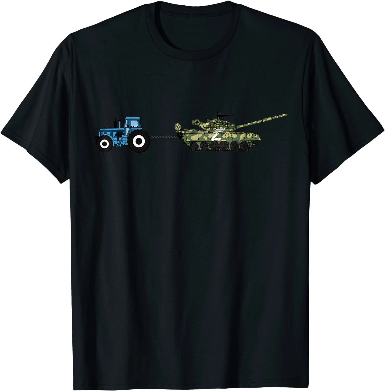 

Ukraine Tractor Pulling A Tank Funny Graphic Design For Men T-Shirt Men's 100% Cotton Casual T-shirts Loose Top Size S-3XL