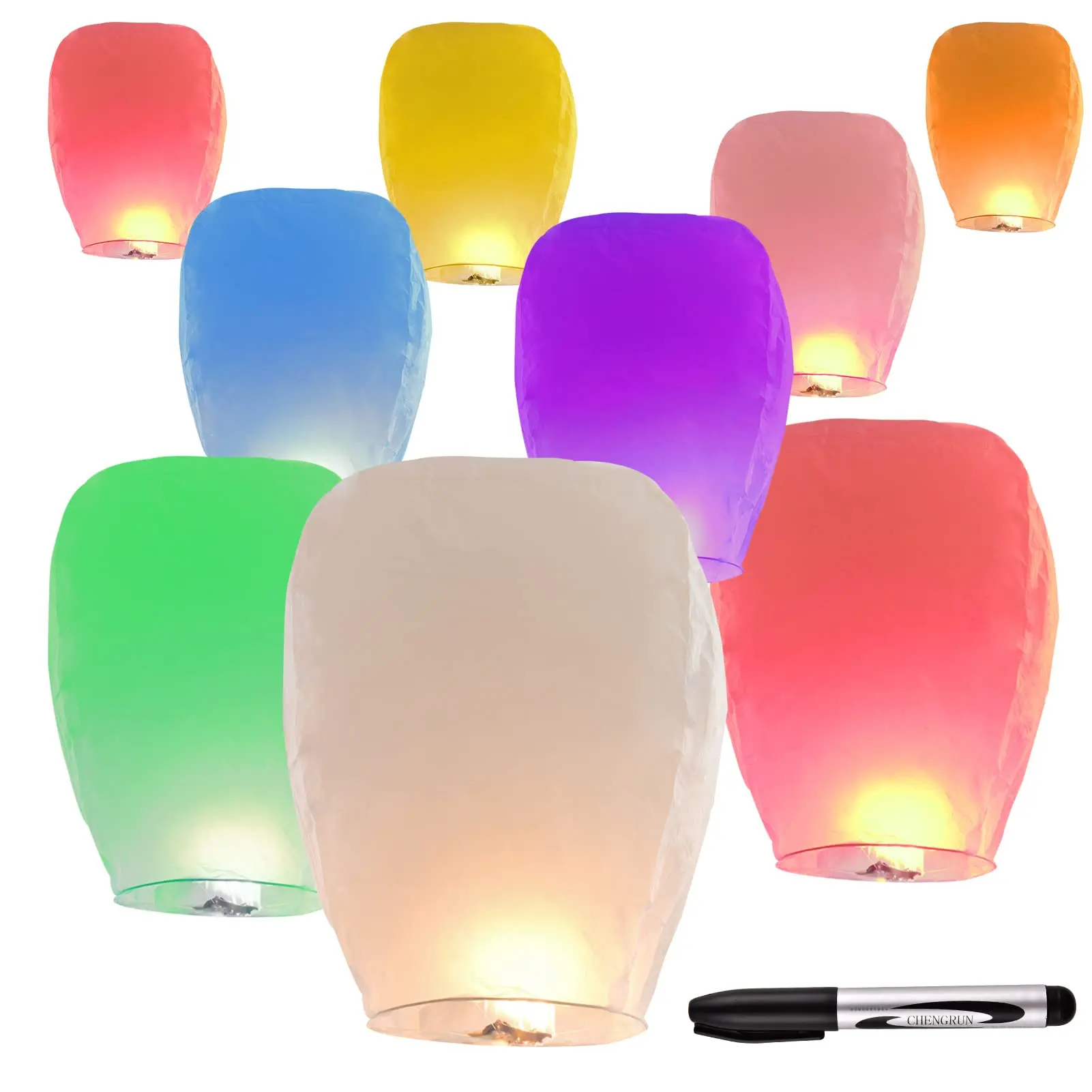 

20pcs Paper Lanterns Biodegradable Chinese Lanterns to Release in Sky for Birthday, Wedding Celebration and Funeral Memorial