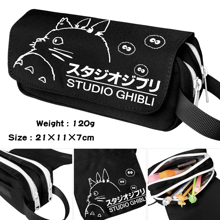 New Children Cute Totoro Portable Canvas Waterproof Student Double-layer Large Pen Bags Girl Boy Cartoon Anime Stationery Box