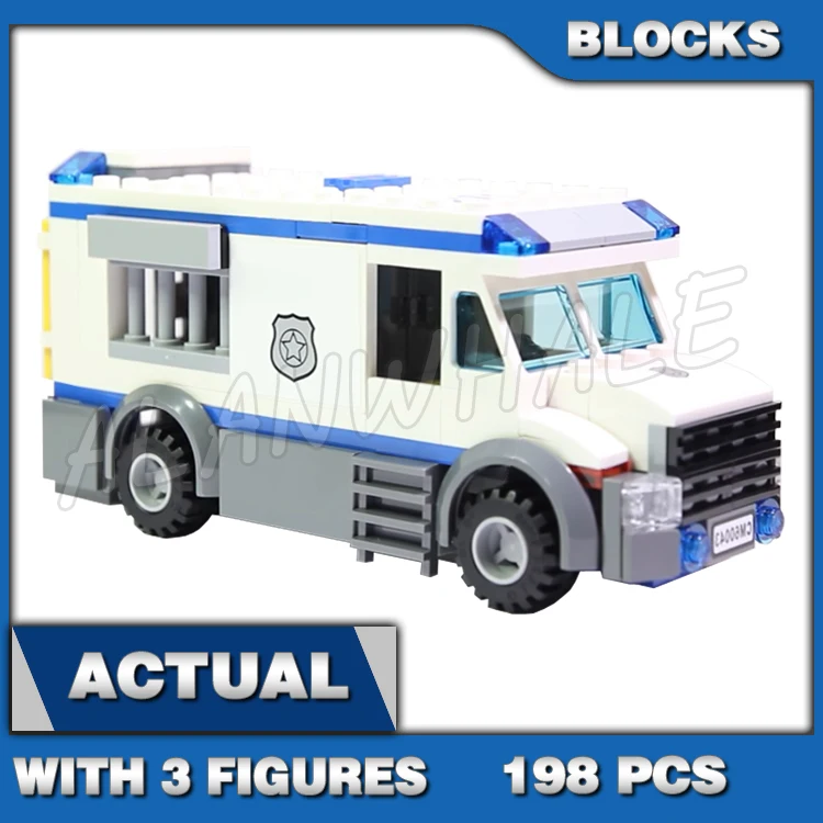 

198pcs Town Cop Armored Prisoner Transporter Crook ATV Jail Bars 10418 Building Blocks Set Bricks Compatible with Model
