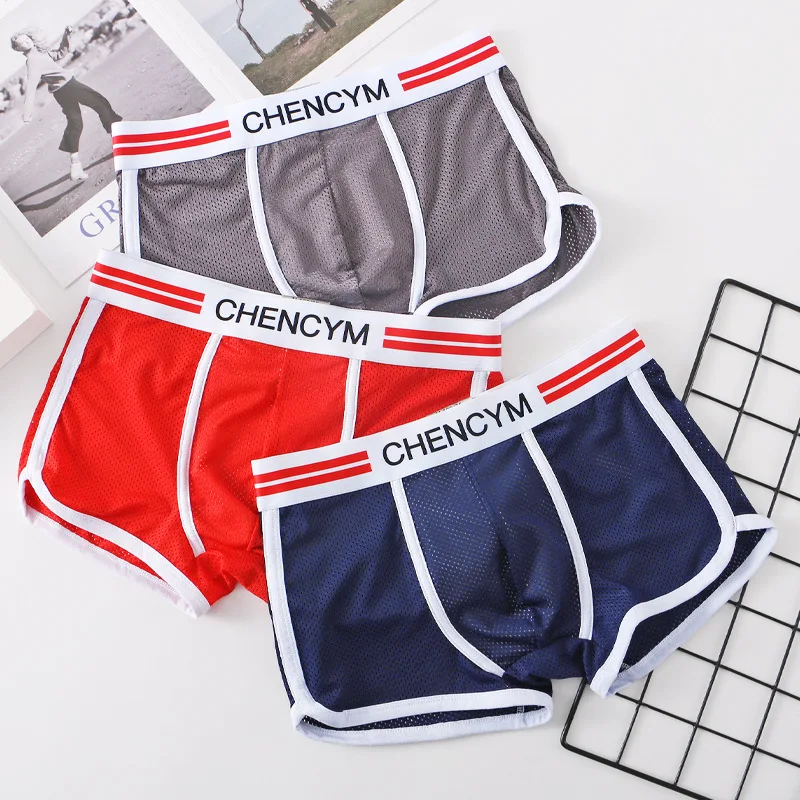 3 Pcs Summer Sports Breathable Panties Close Fitting and Comfortable Boxer Polyester Mesh Men Underpants Boxers for Boys