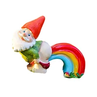 naked garden gnomes decorations for yard outdoor funny dwarf statue with rainbow meteor naughty garden statue fun dwarf statue