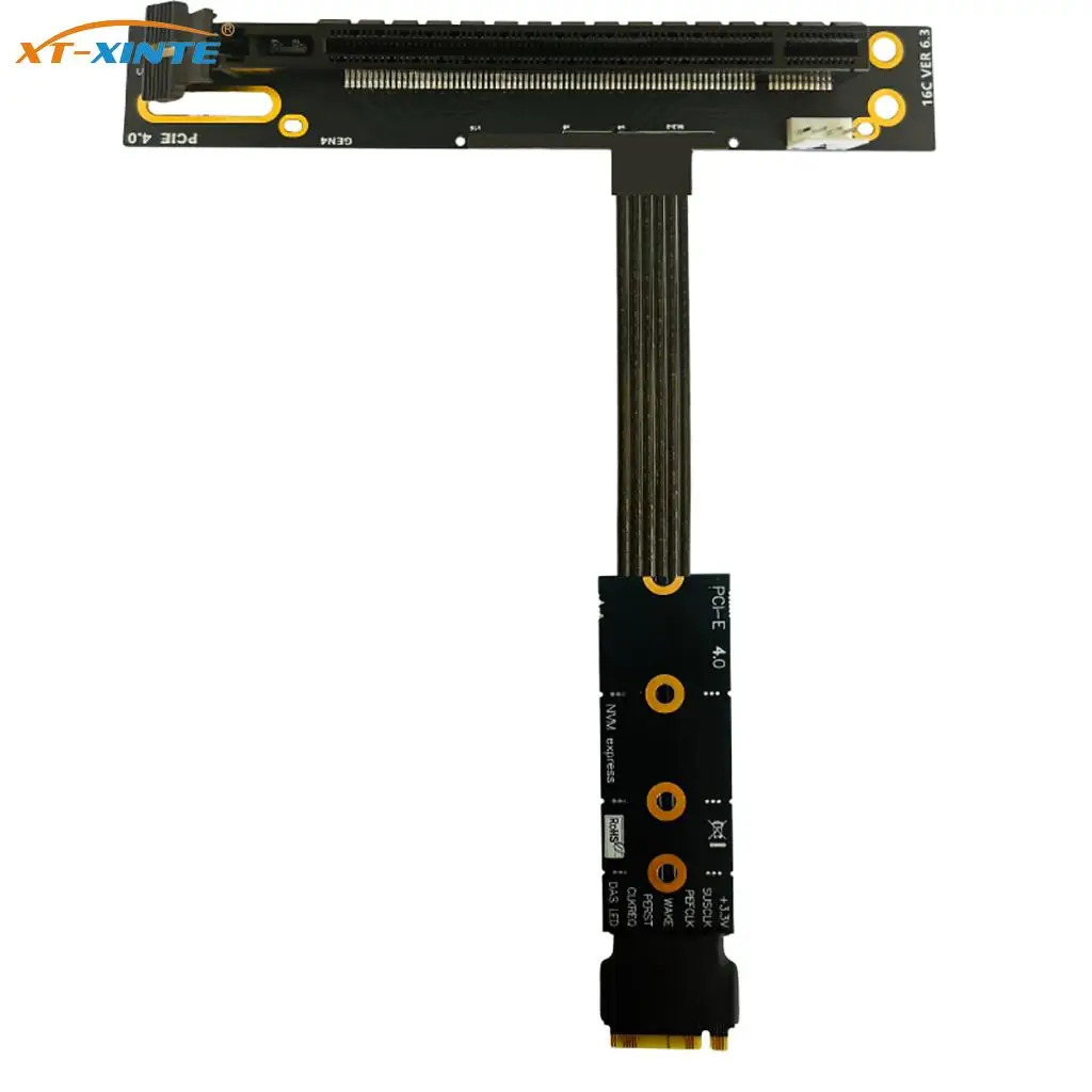 

64Gbps PCIe 4.0 X4 90 Degree PCI-E 16X to M2 M.2 for NVME SSD Riser Cable Gen4 / 3 GPU Motherboard Extender es CPU