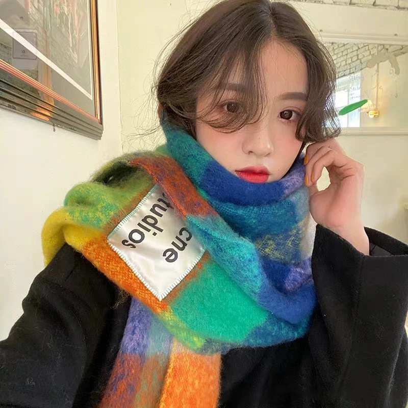 

Luxury Acne Studios Fall/Winter Men Women Scarf Fashion AC Warm Blanket Colorful Plaid Soft Shawls Neck Wraps Scarves